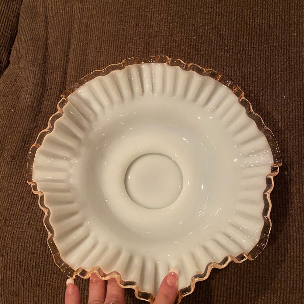 Pink silver crest Fenton bowl